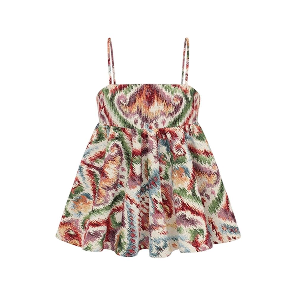 Autumn Adeigbo Fifi Peplum Babydoll Blurred Jacquard Multicolor Top Size 8 NWT
